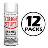 12X Paint Factory Tough Stuff Enamel White Gloss 400ml Spray Paint